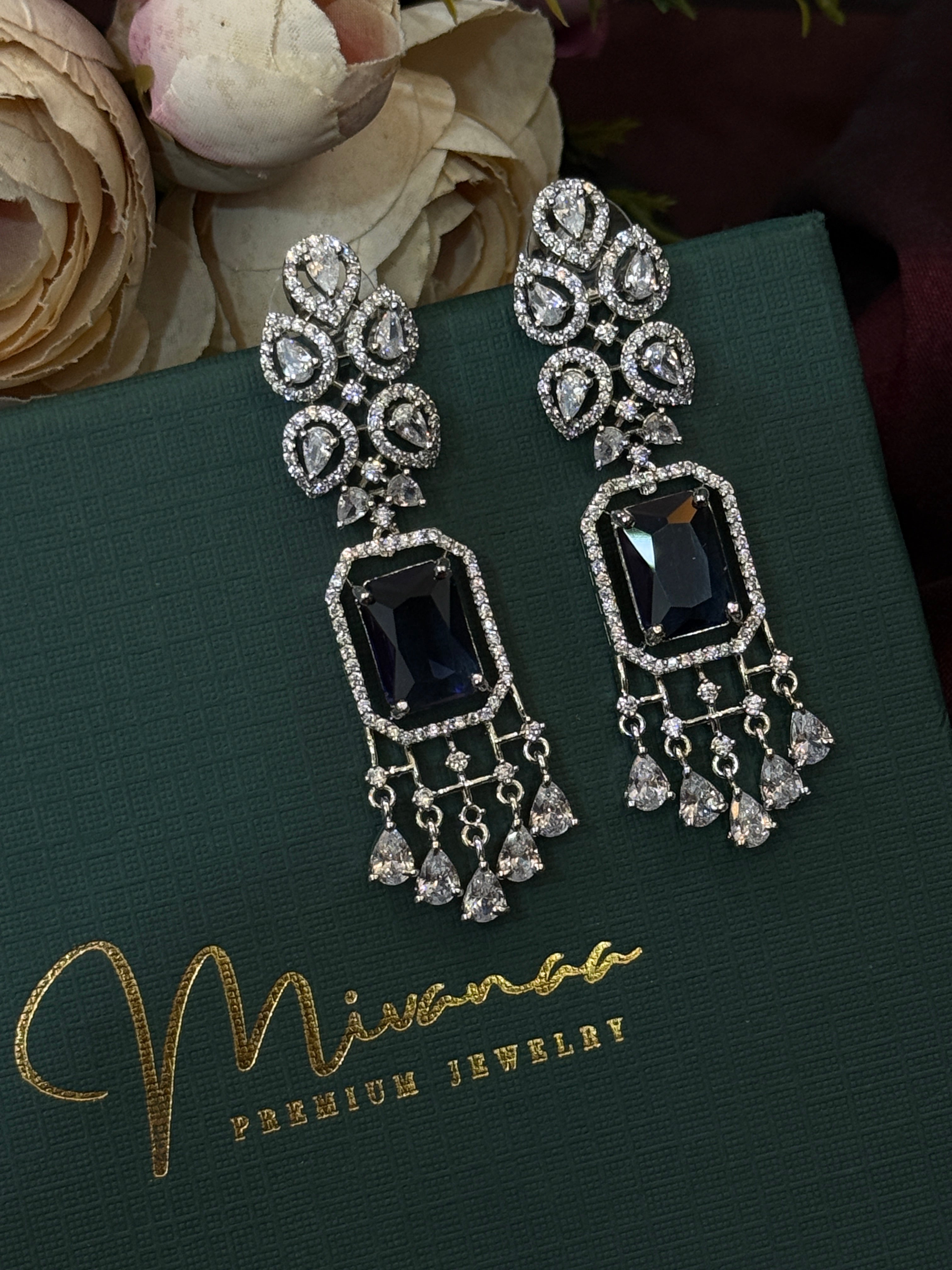 Royal Purple CZ Stone Drop Earrings